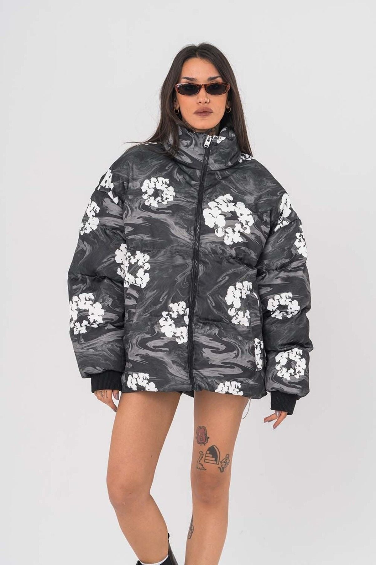 Doudoune floral print puffer jacket