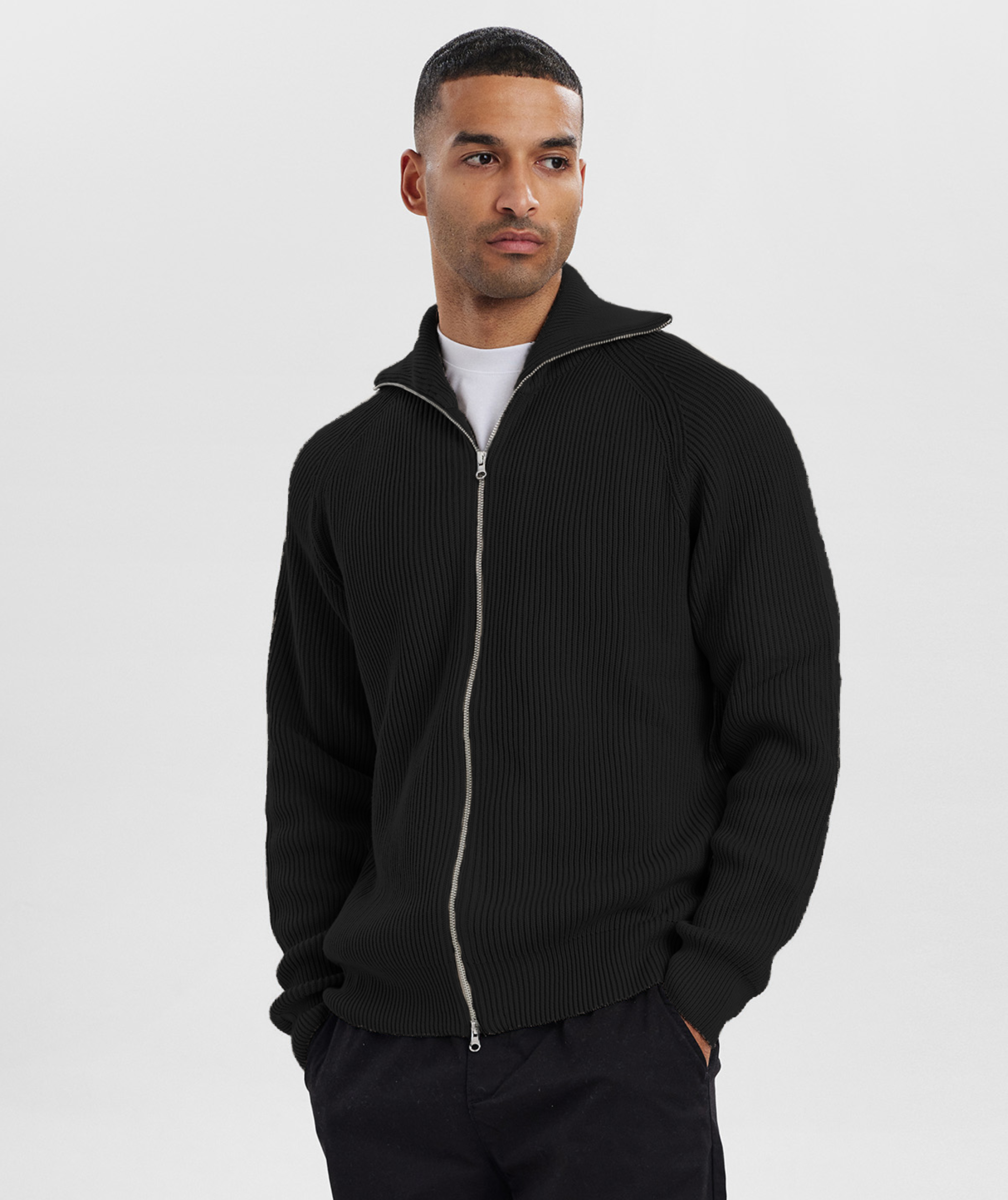 KNIT FULLZIP - BLACK