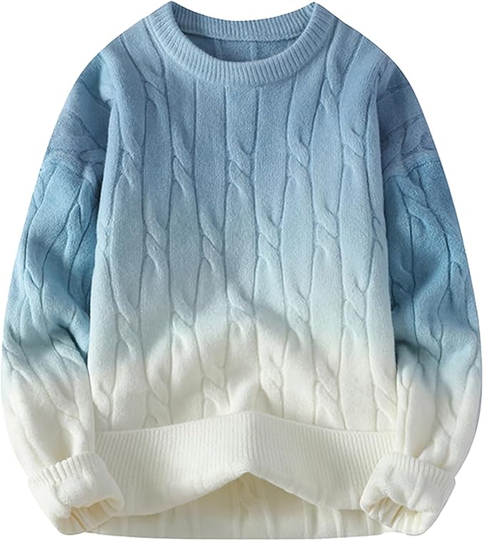 GMOYD Loose Cable Knitted Sweater - Blue