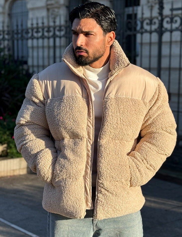 Sheepskin-effect down jacket