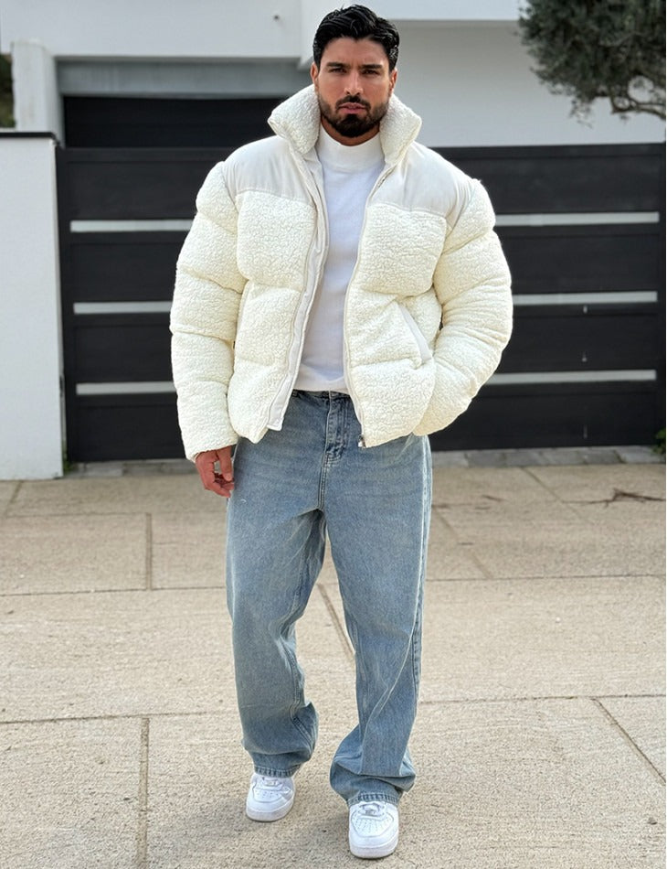 Sheepskin-effect down jacket