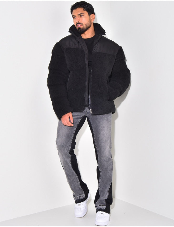 Sheepskin-effect down jacket