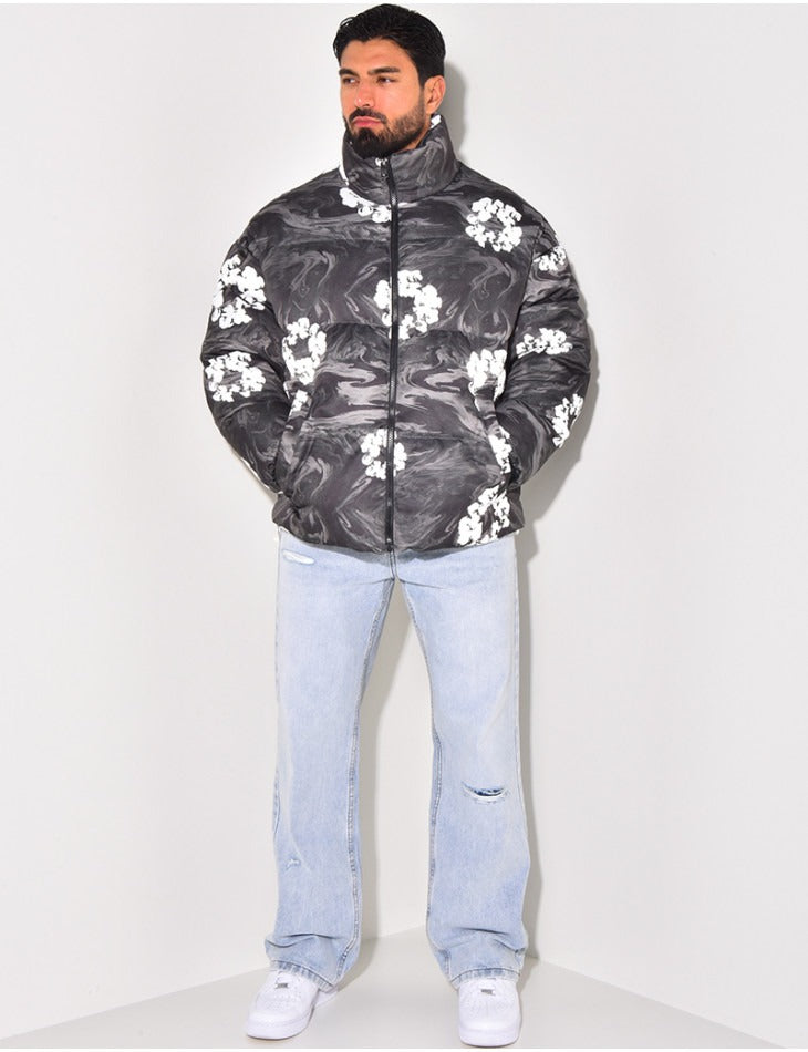 Doudoune floral print puffer jacket