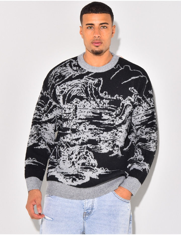 Men's wave knit jumper