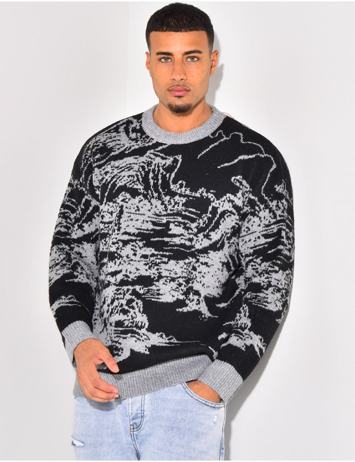 Men's wave knit jumper