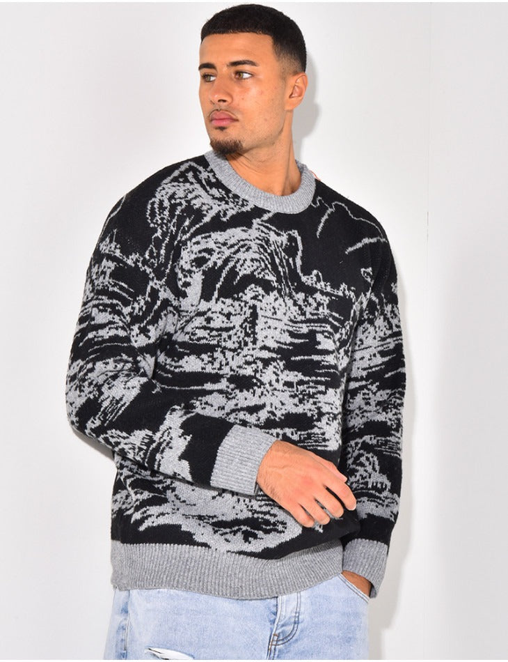 Men's wave knit jumper