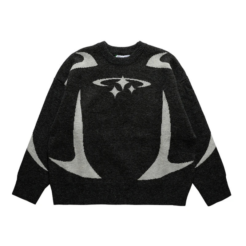 Stars Knitted Sweater - Black